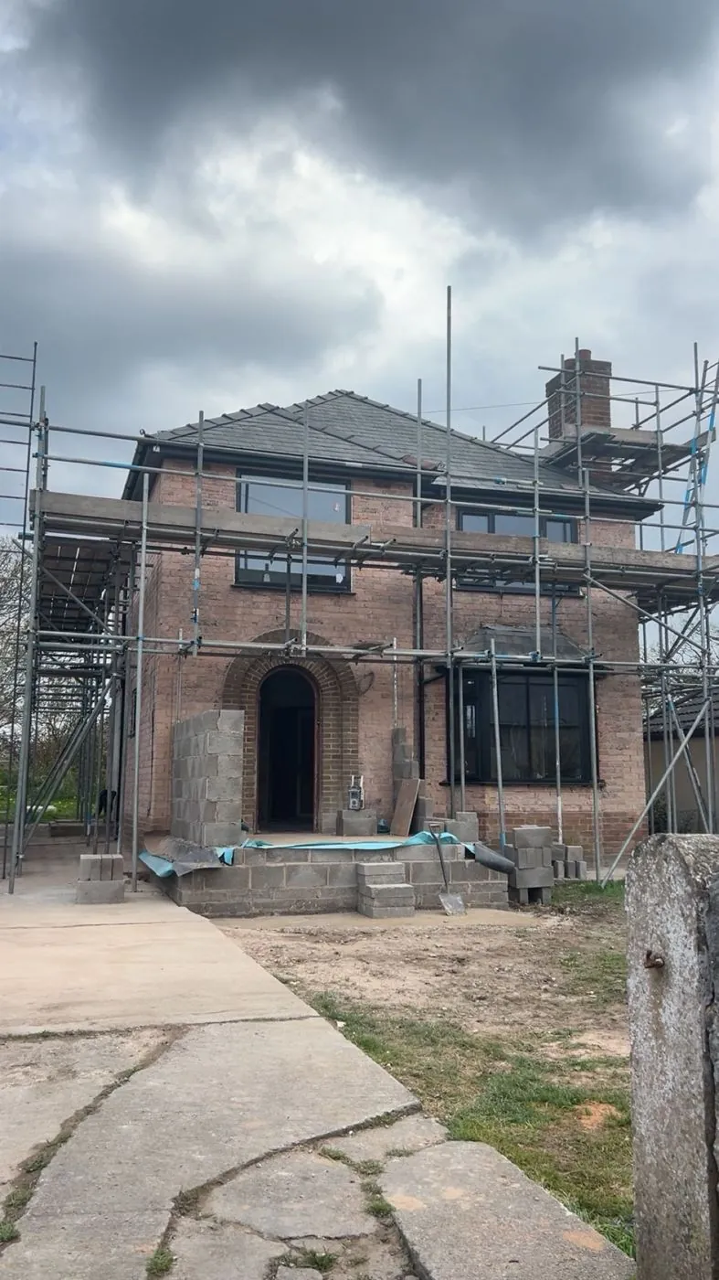 The house under scaffold