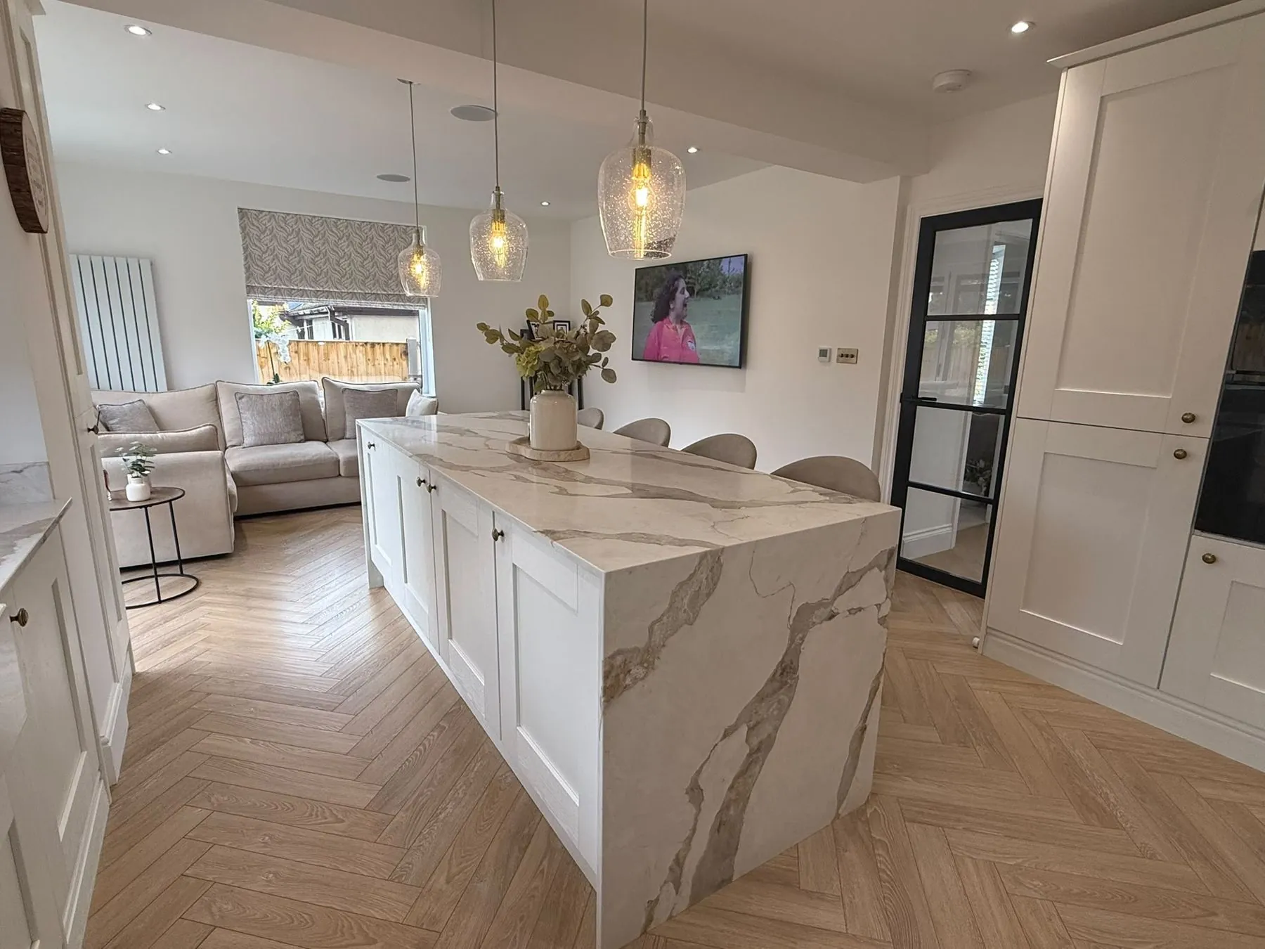 Kitchen opening into the living space