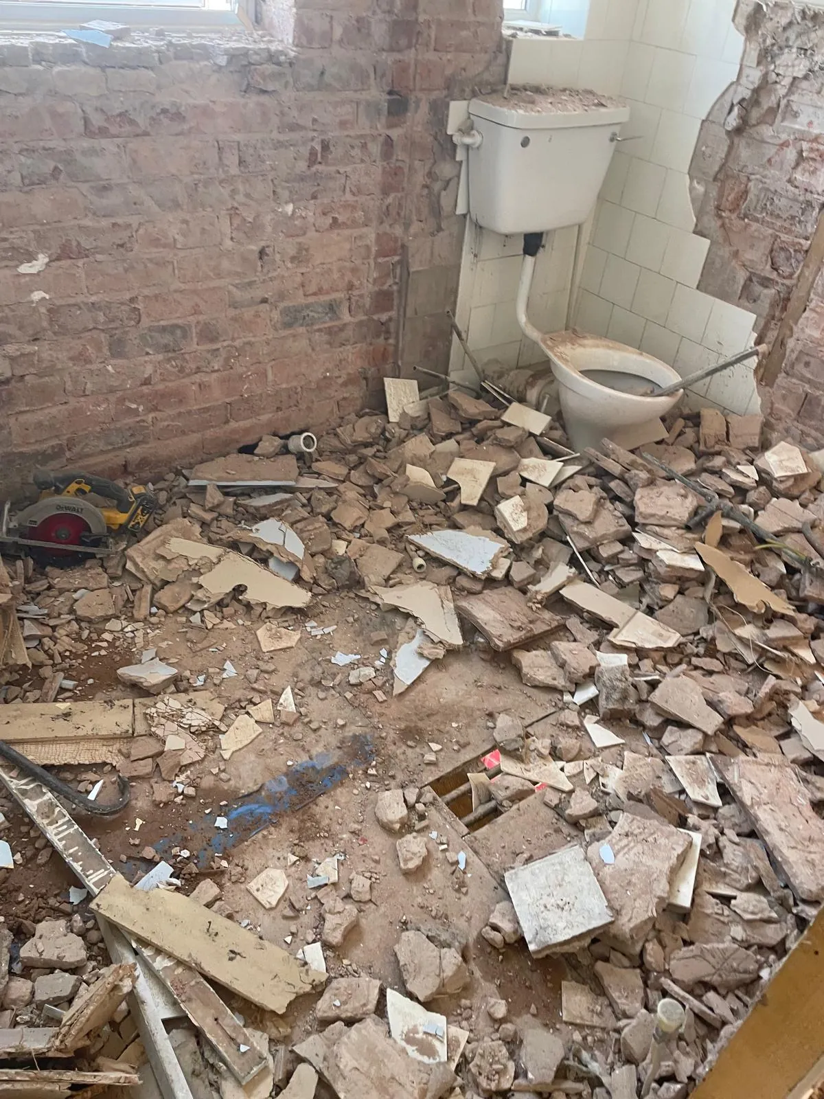 The old bathroom stripped out