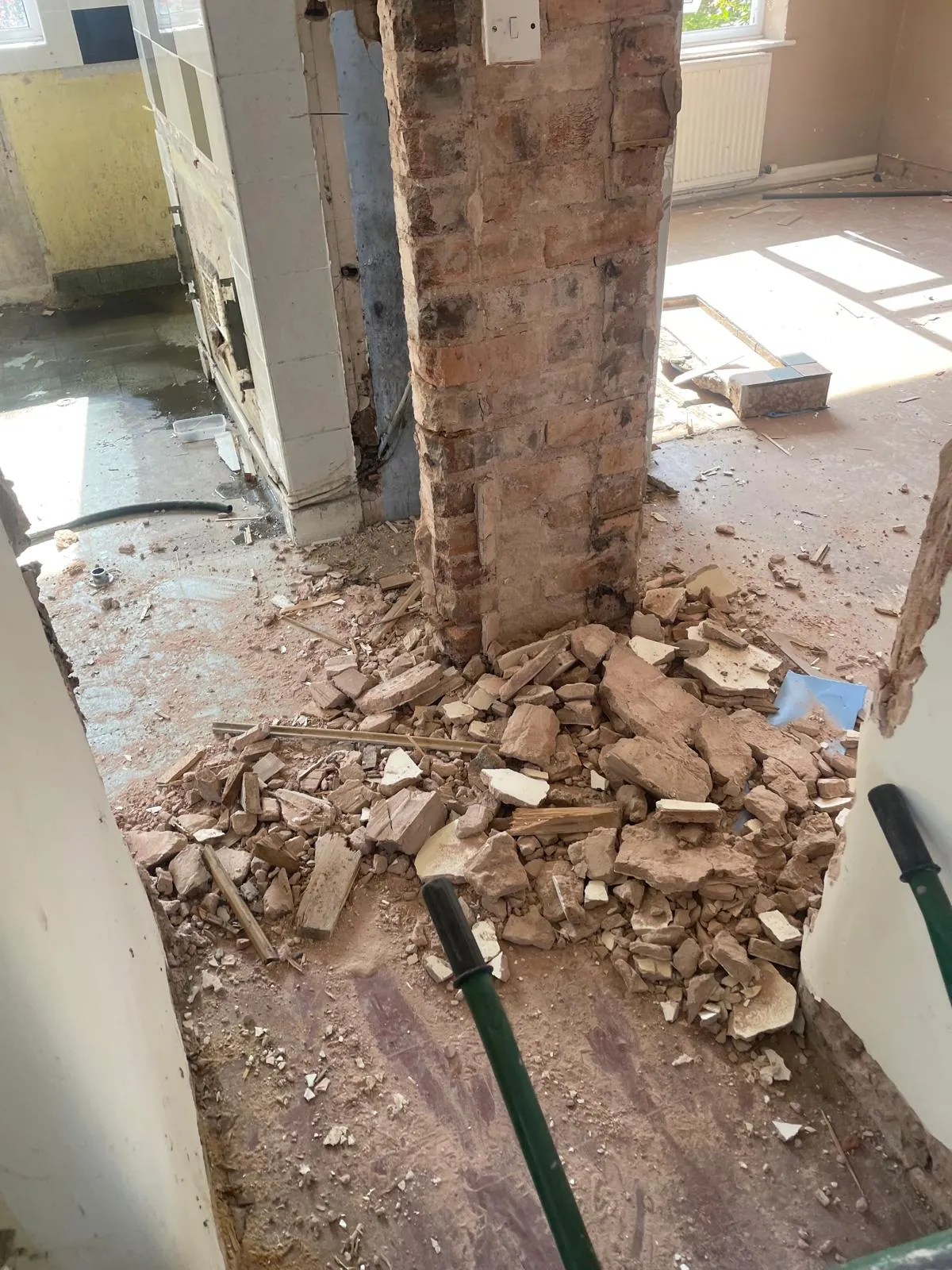 Chimney breast being taken out