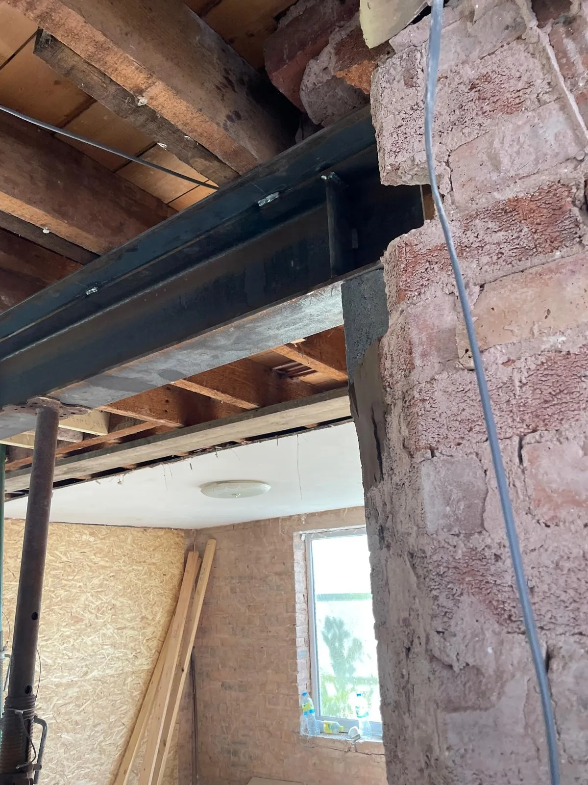 New steel beam in place