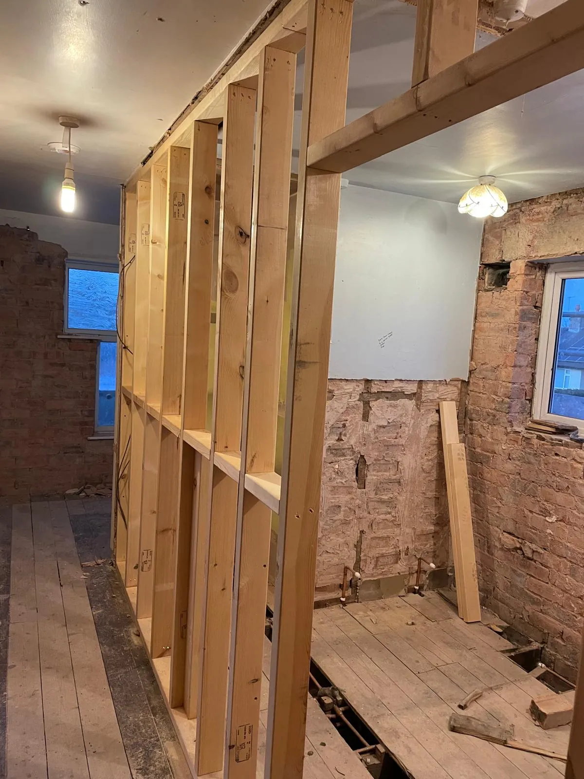 New studwork walls