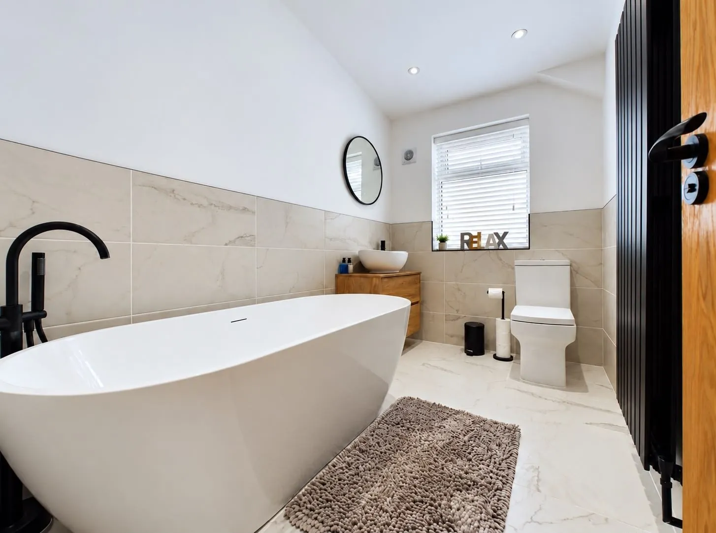 Bathroom vanity and bath