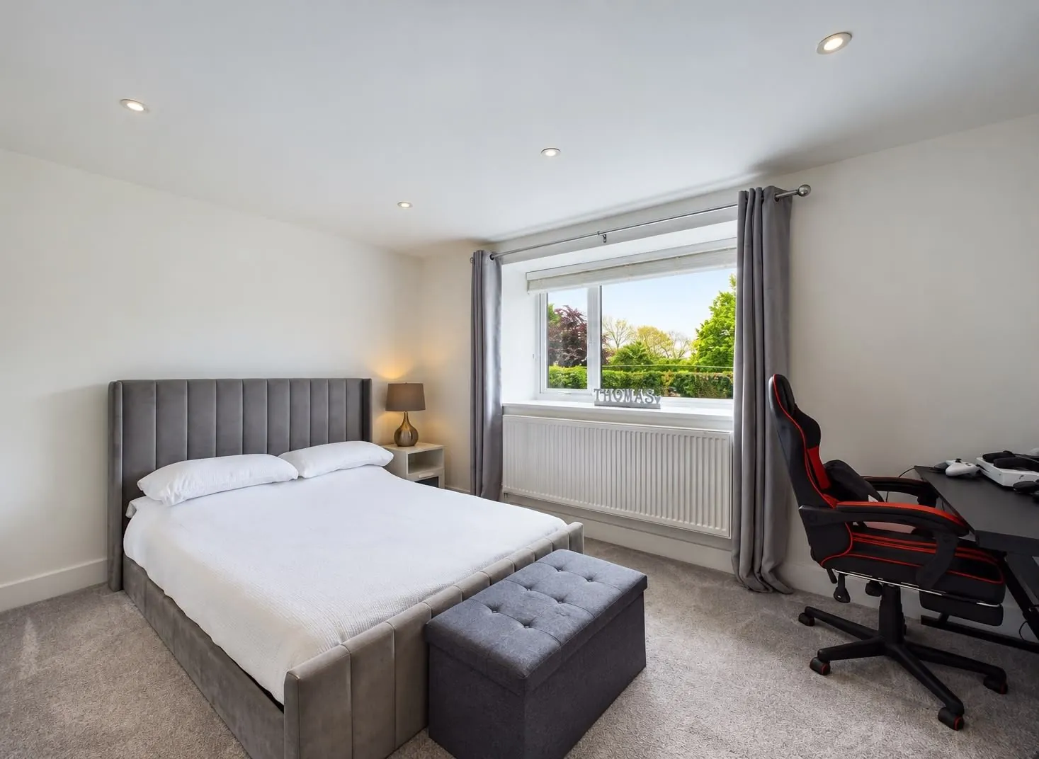 Bedroom with garden views