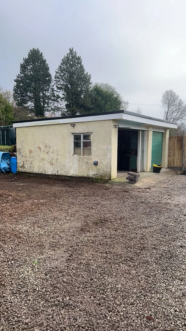 The old concrete garage