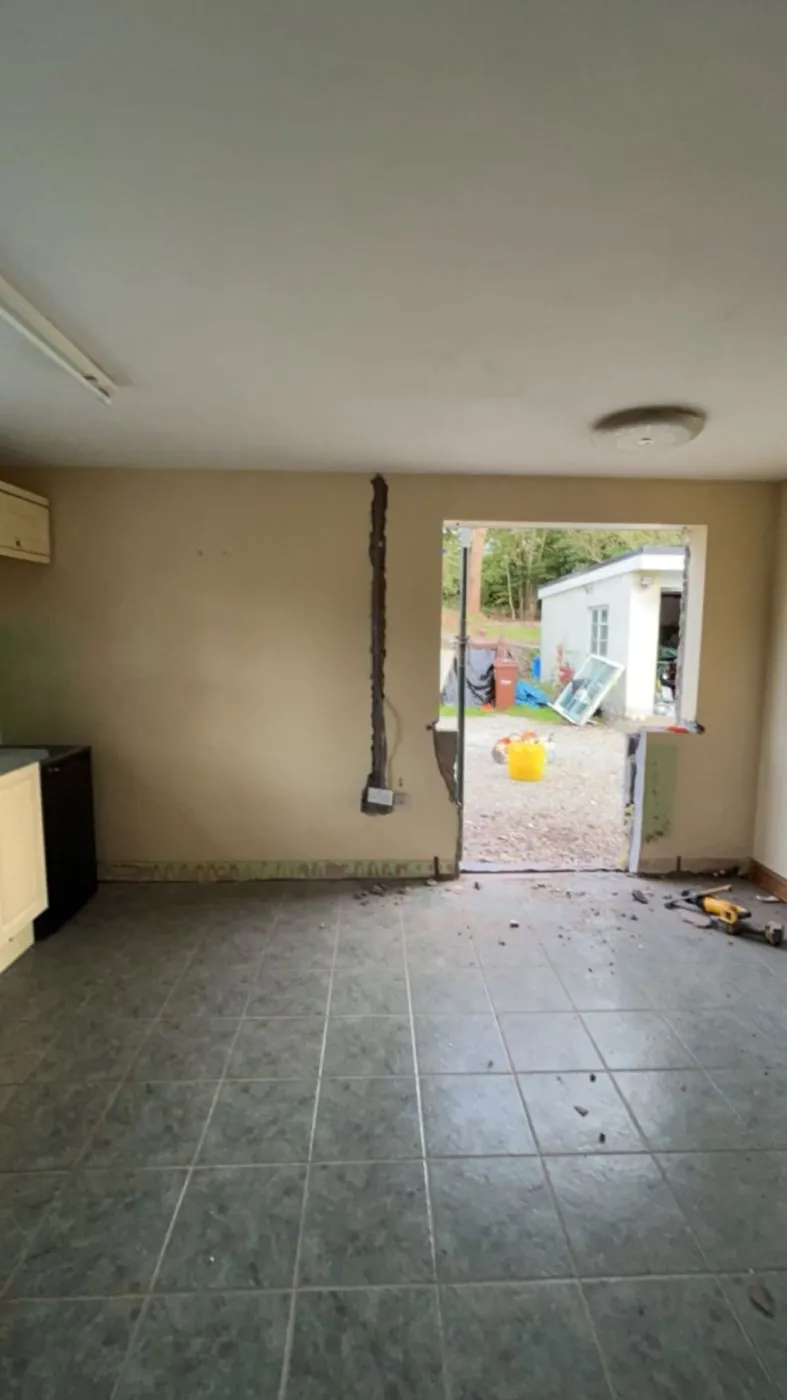 Kitchen wall opened up during the build