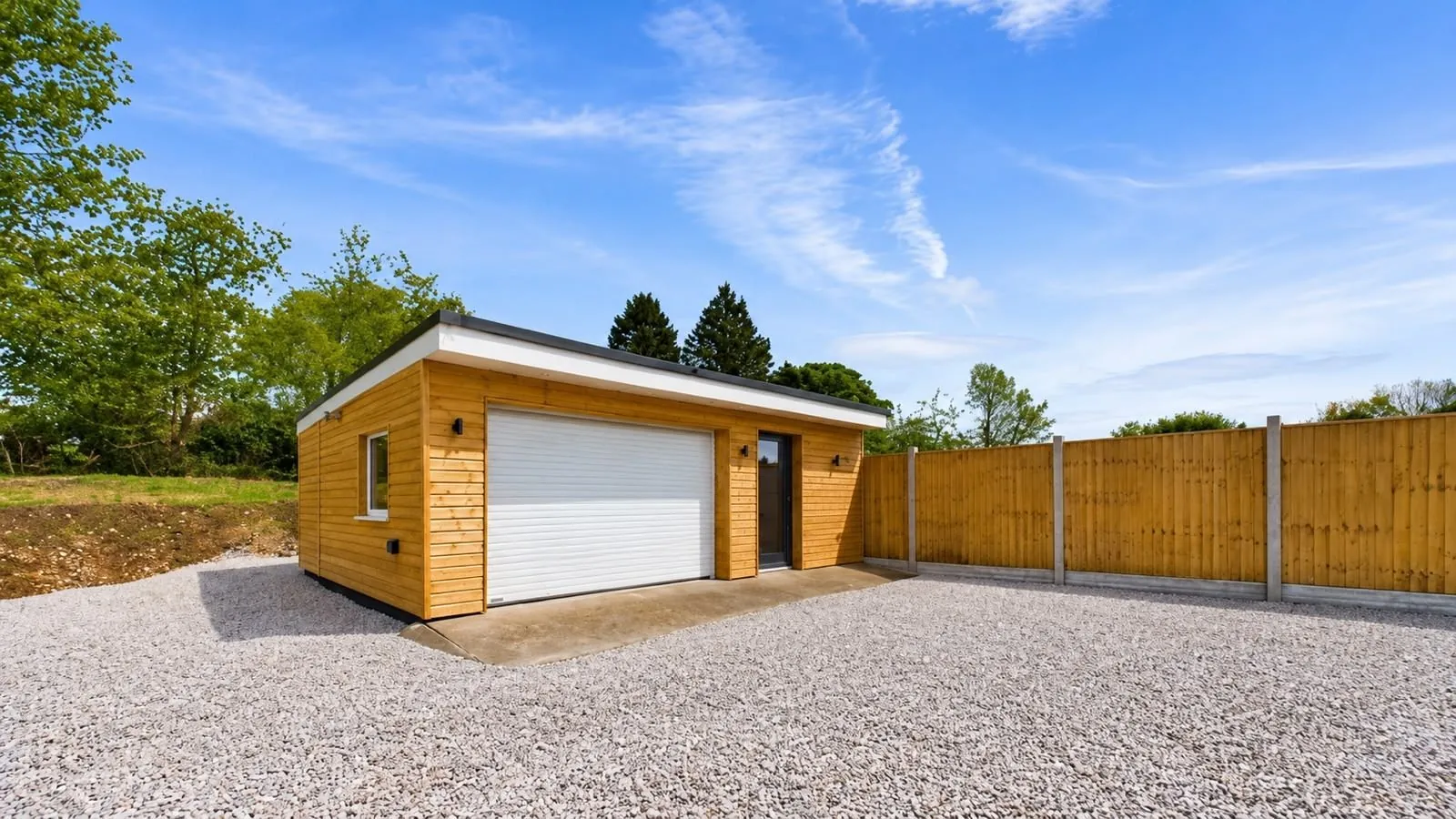 The new timber clad garage